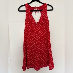 Bershka red floral minidress